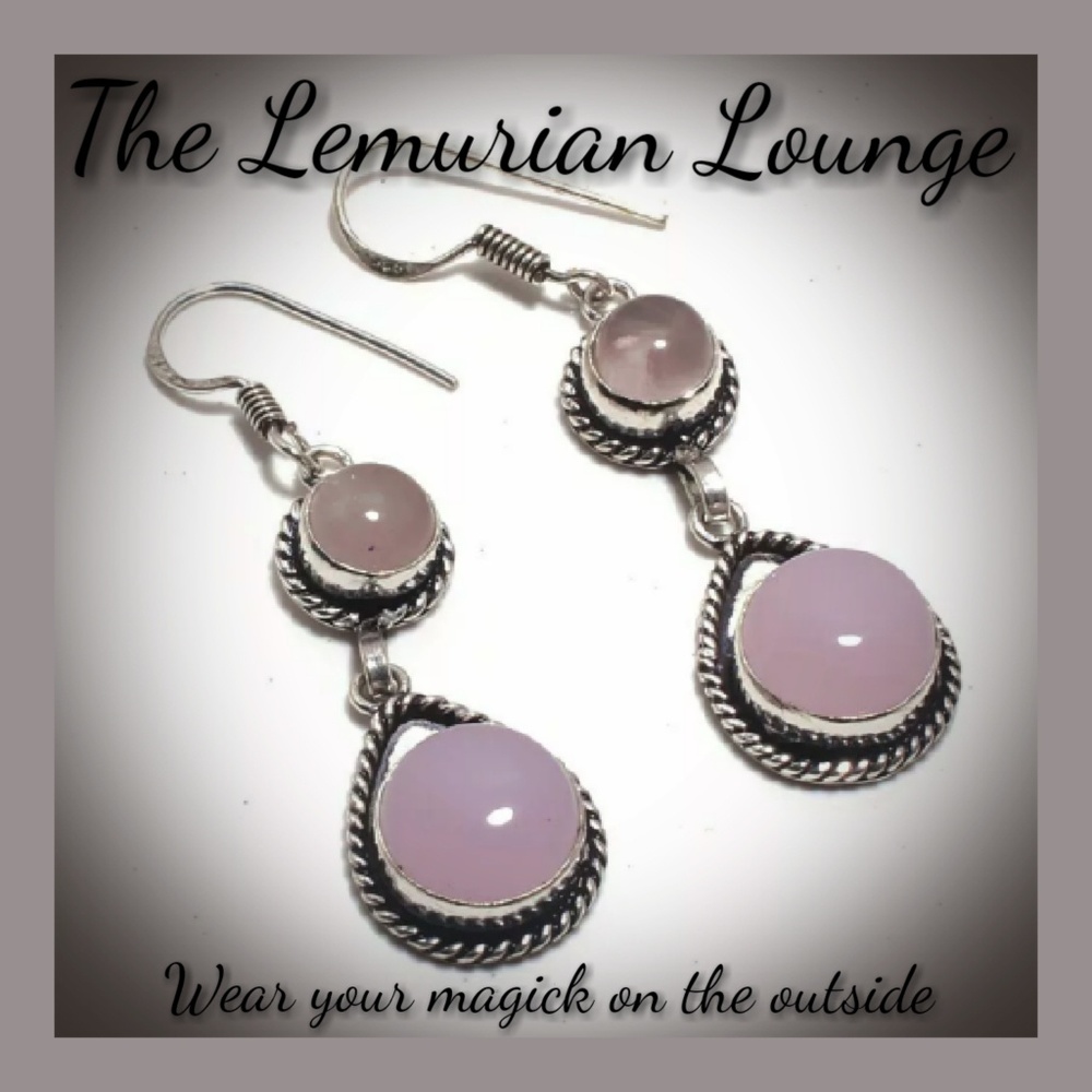 Handmade Boho Gypsy Rose Quartz Earings